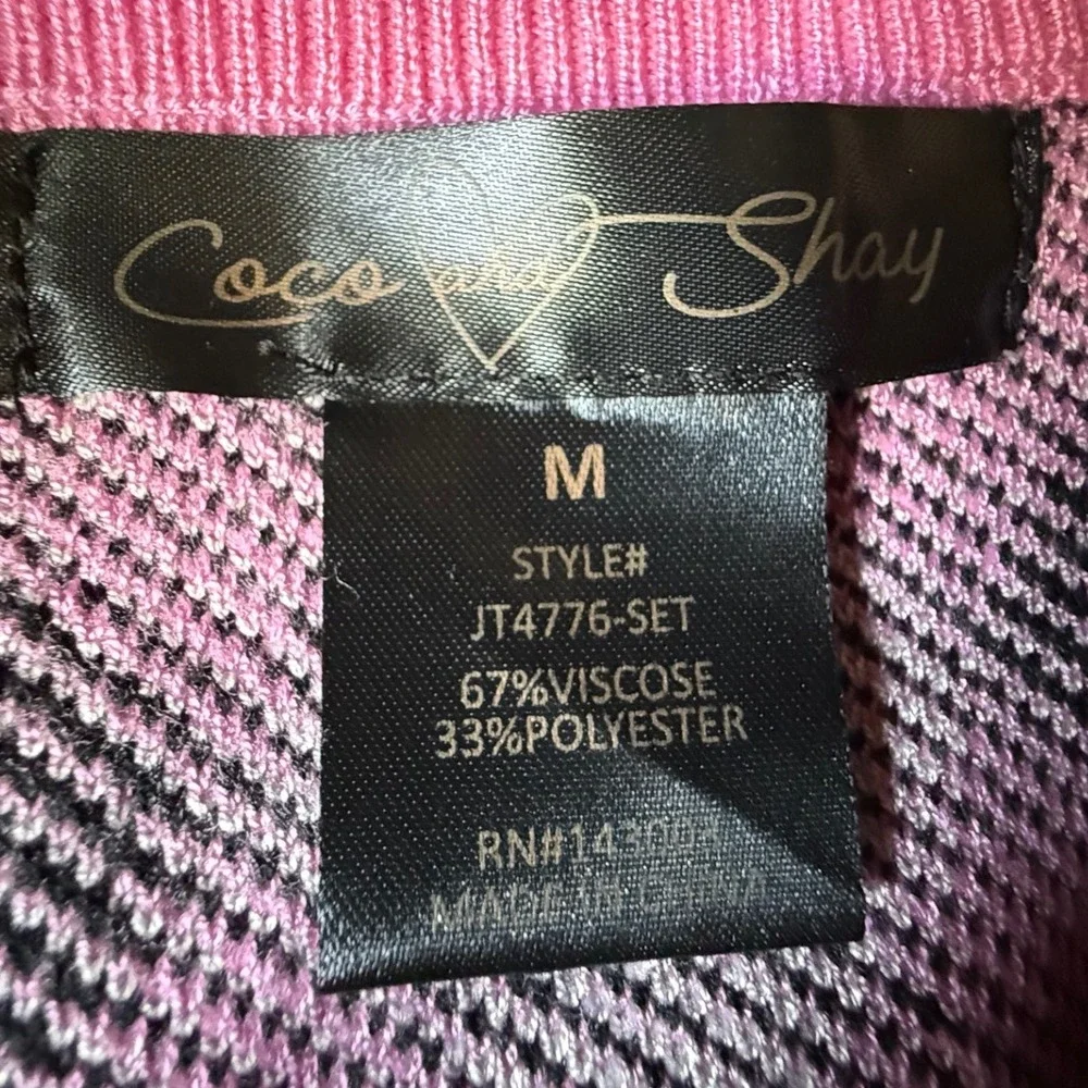 Coco and Shay Pink Argyle Knit Crop Top and Mini Skirt Set JT4776-SET Womens M
